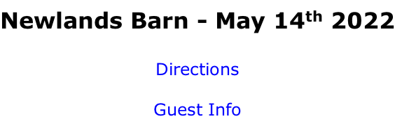 Newlands Barn - May 14th 2022   Directions  Guest Info